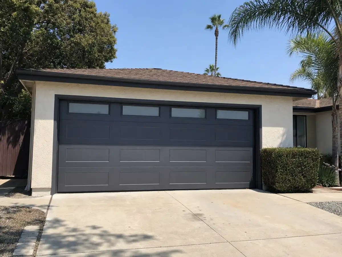 Newly installed garage door viewed from inside the garage — completed job in Baldwin Park, CA